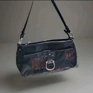 Etienne Aigner Patchwork Shoulder Hand Bag Brown & Black